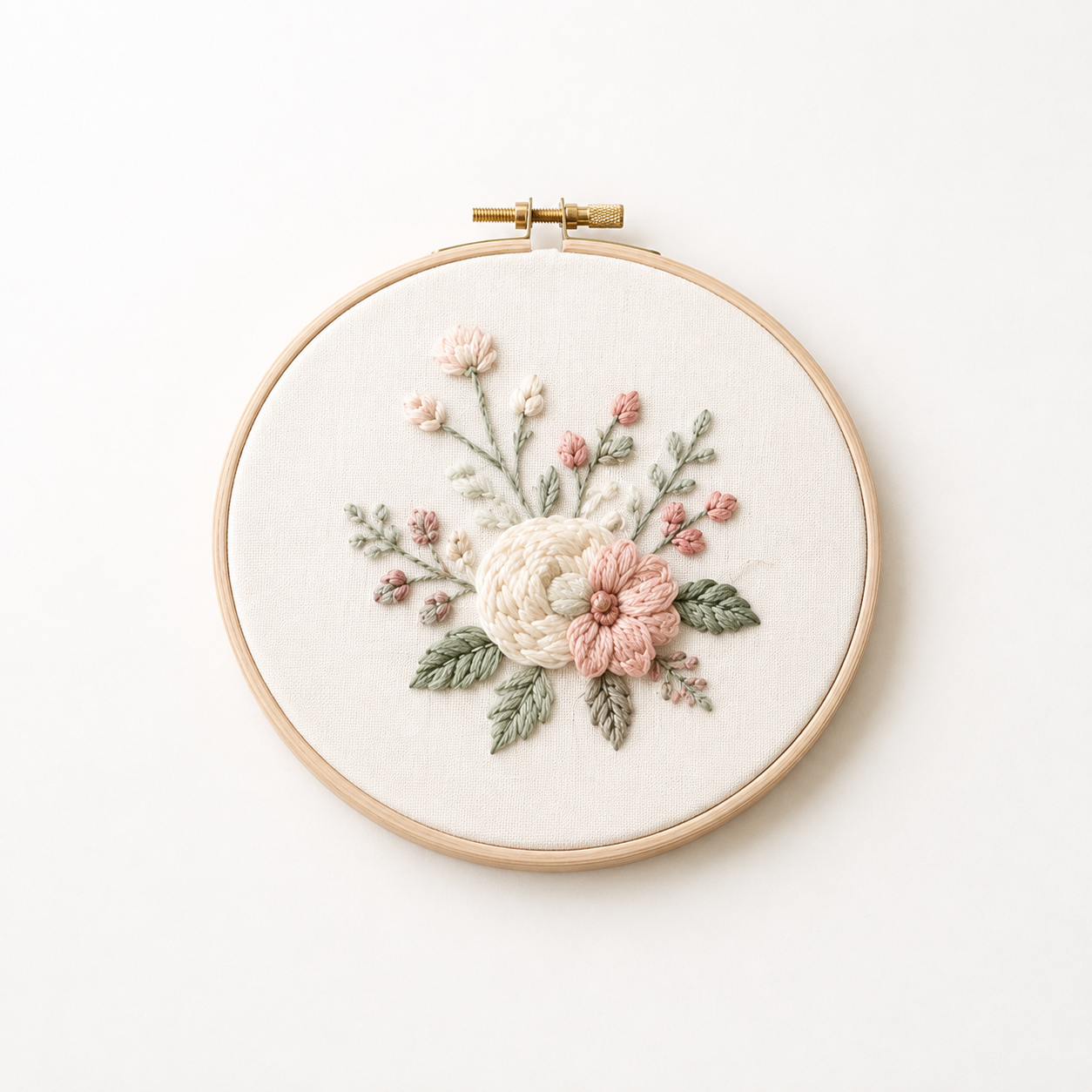 Floral hand embroidery hoop