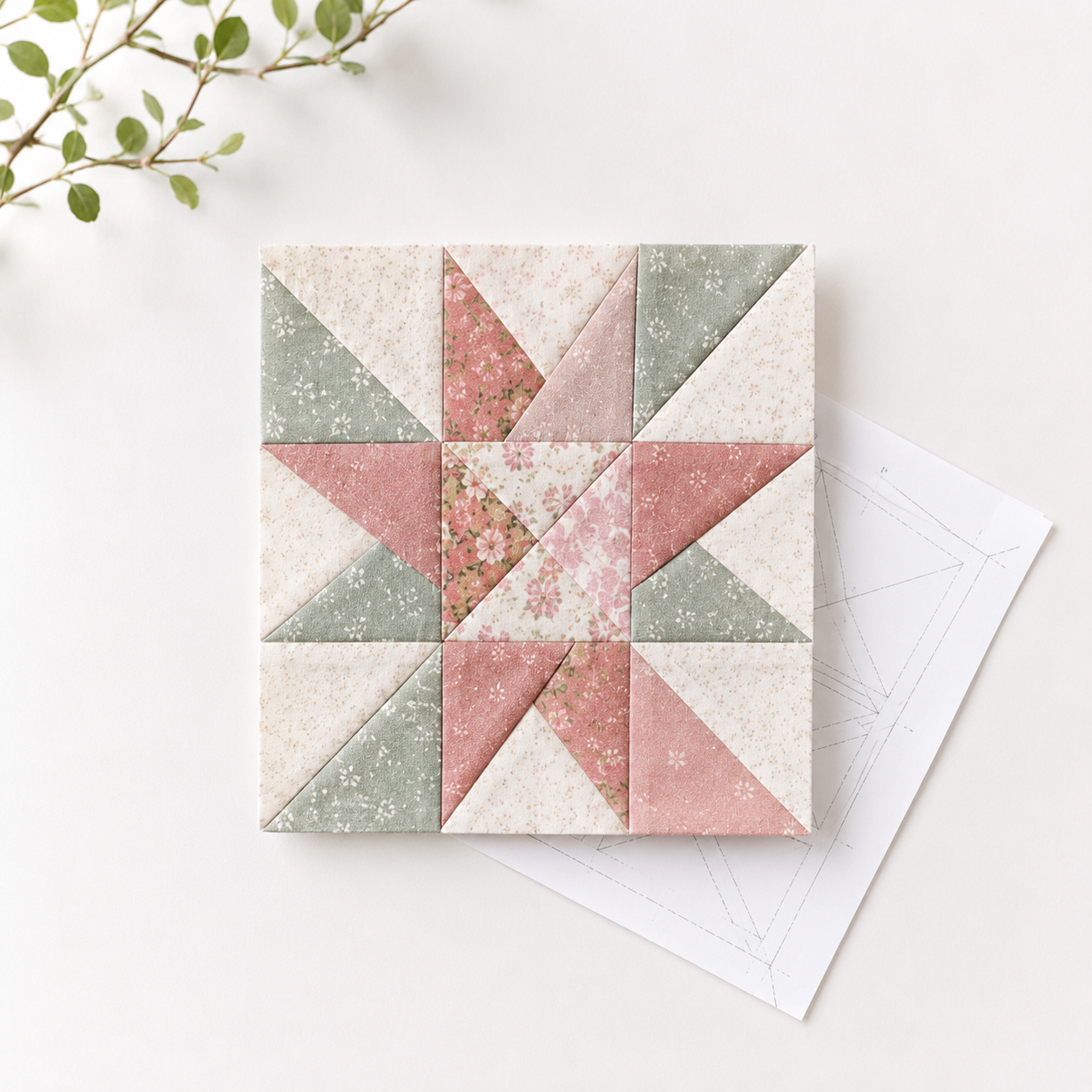Foundation paper piecing quilt block and template