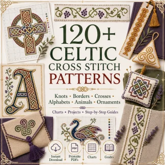 120+ Celtic cross stitch patterns with knotwork alphabets animals borders and Celtic motifs