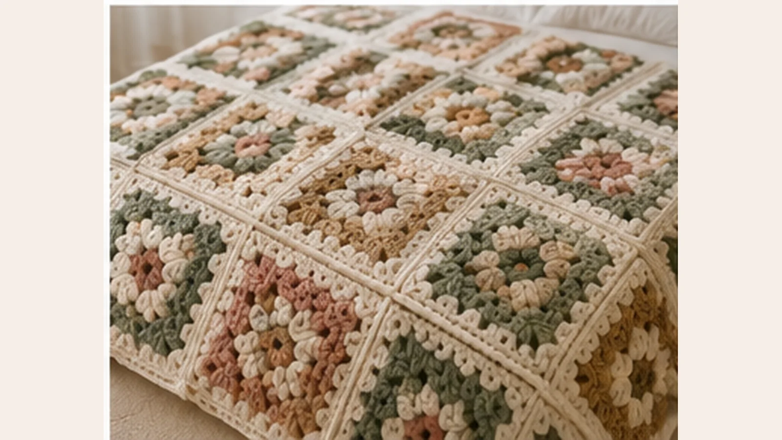 Crochet blanket construction with one piece rows stripes panels and granny square sections