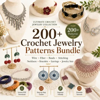200 plus crochet jewelry patterns bundle with necklaces bracelets earrings rings beaded and wire crochet designs