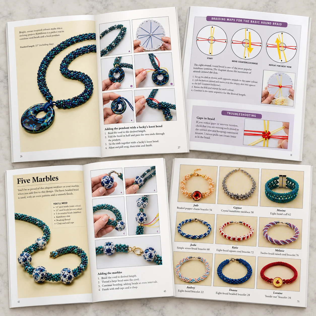 Kumihimo PDF pattern pages instructions and braid diagrams