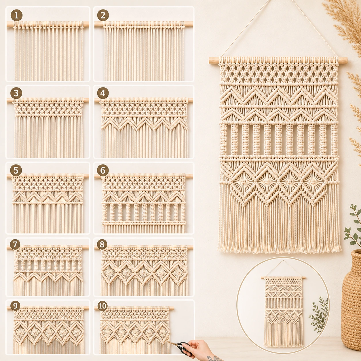 12 Large Macrame Patterns | Wall Hangings, Headboards & Boho Decor PDF - Image 7