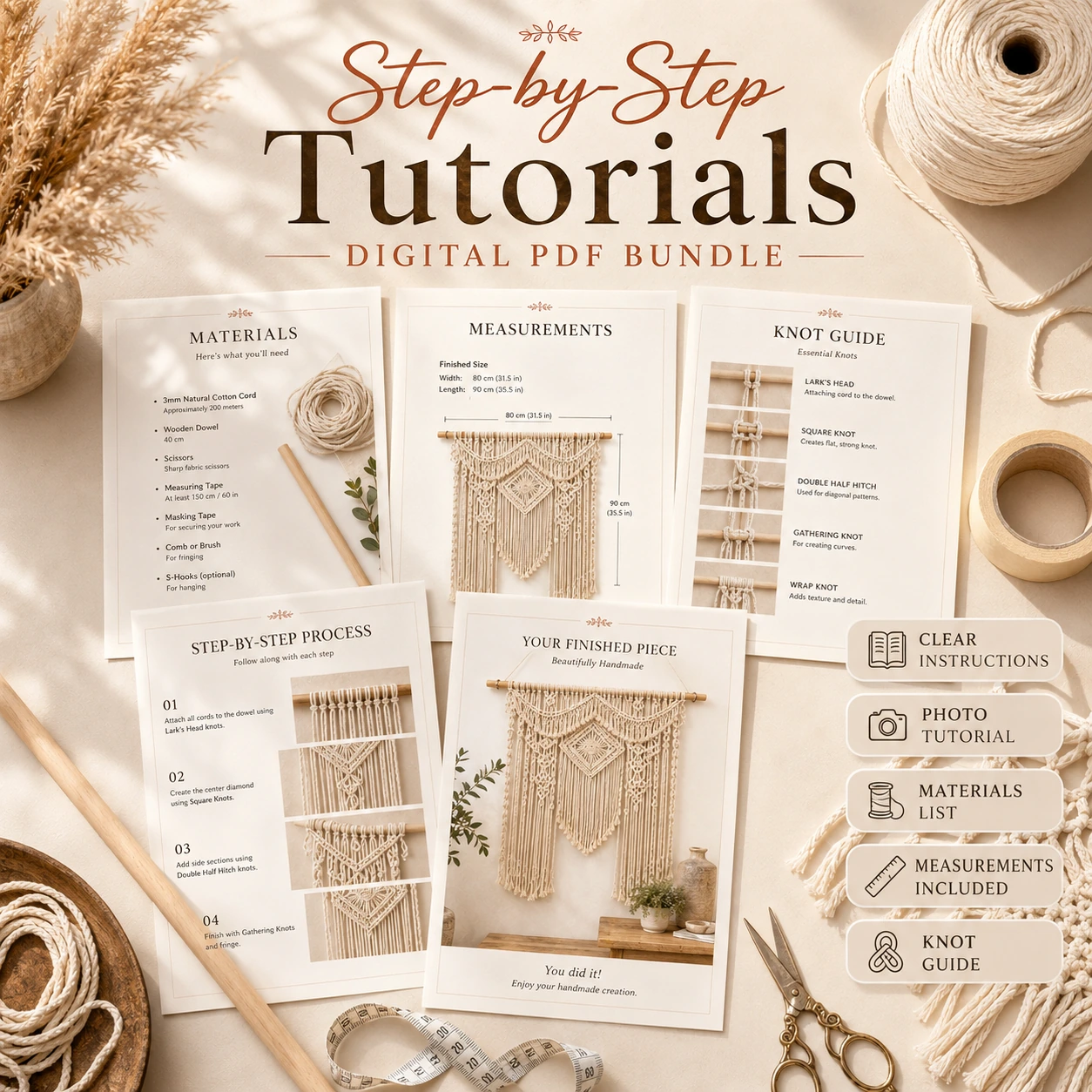 12 Large Macrame Patterns | Wall Hangings, Headboards & Boho Decor PDF - Image 6