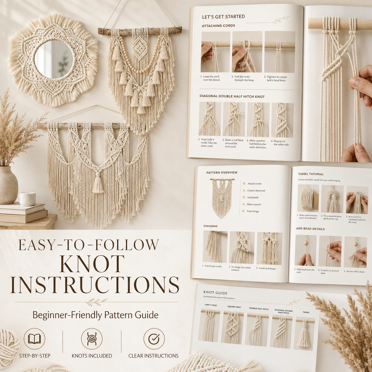 Macrame Wall Hanging Pattern Bundle – Boho Decor, Curtain & Mirror PDF - Image 5