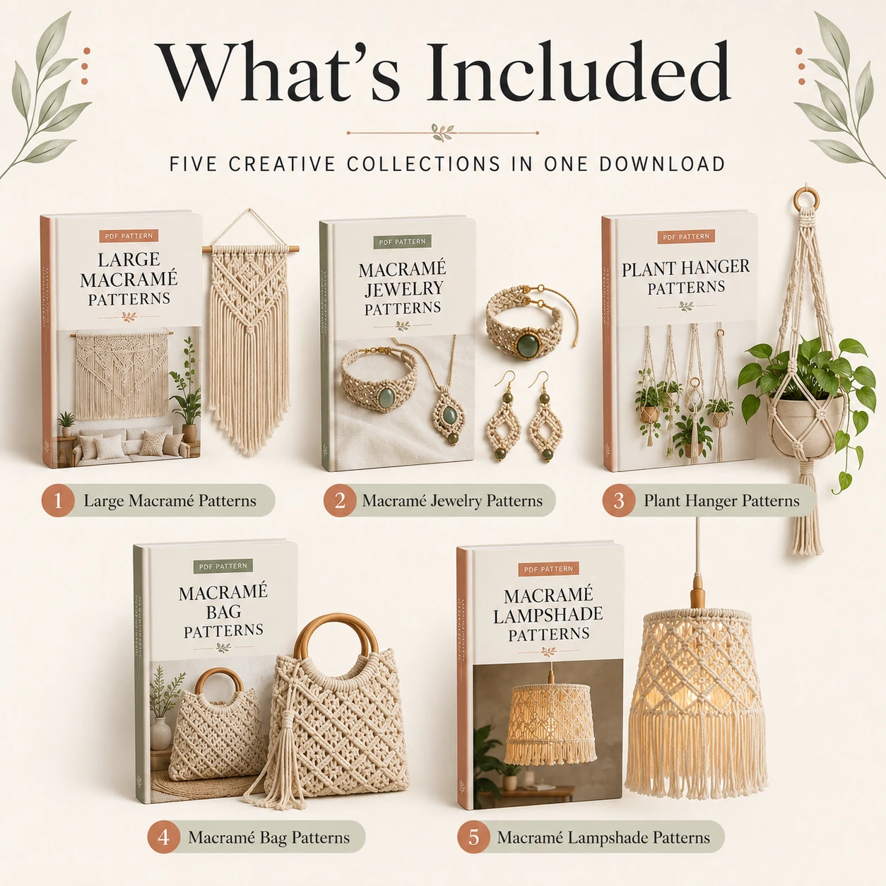 300+ Macramé Patterns PDF Bundle | Wall Hangings, Jewelry, Bags, Plant Hangers & Lampshades - Image 2