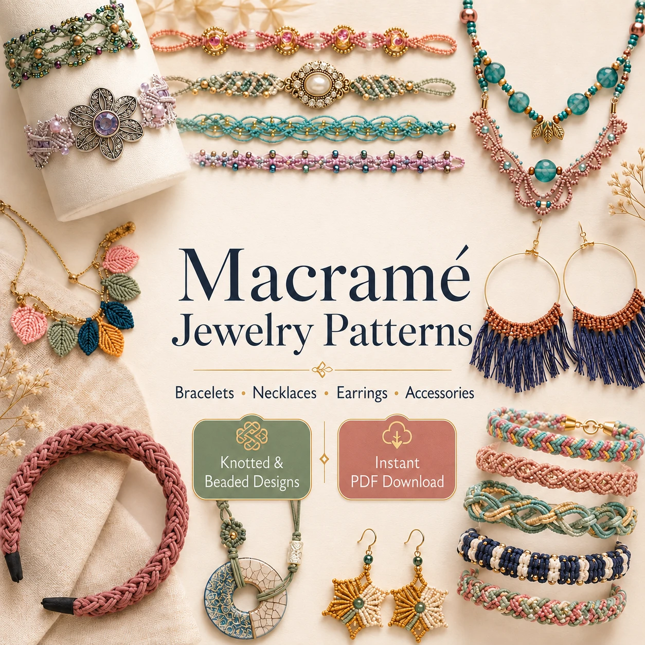 300+ Macramé Patterns PDF Bundle | Wall Hangings, Jewelry, Bags, Plant Hangers & Lampshades - Image 5