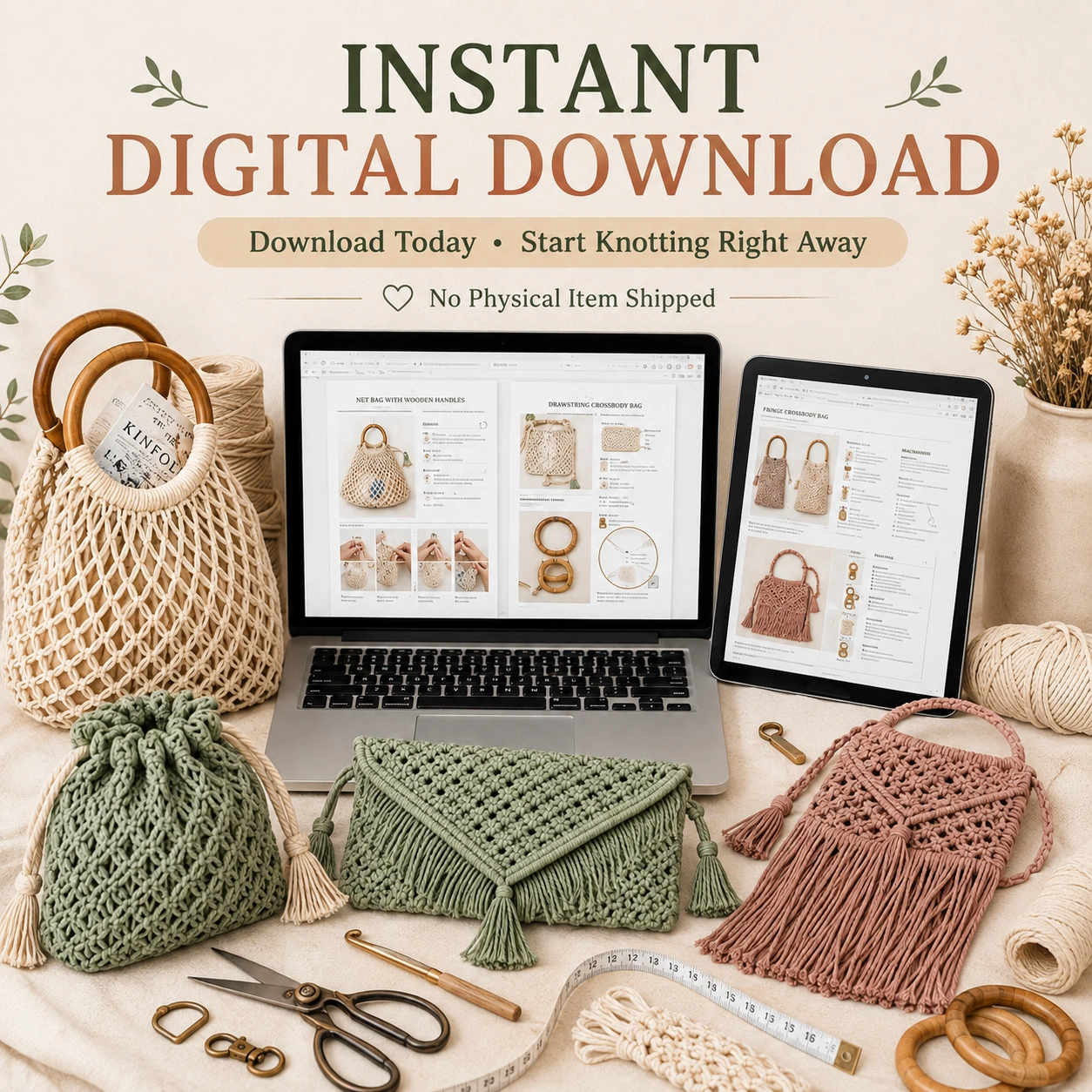 30+ Macrame Bag Patterns | Purses, Totes, Clutches & Shoulder Bags PDF - Image 6