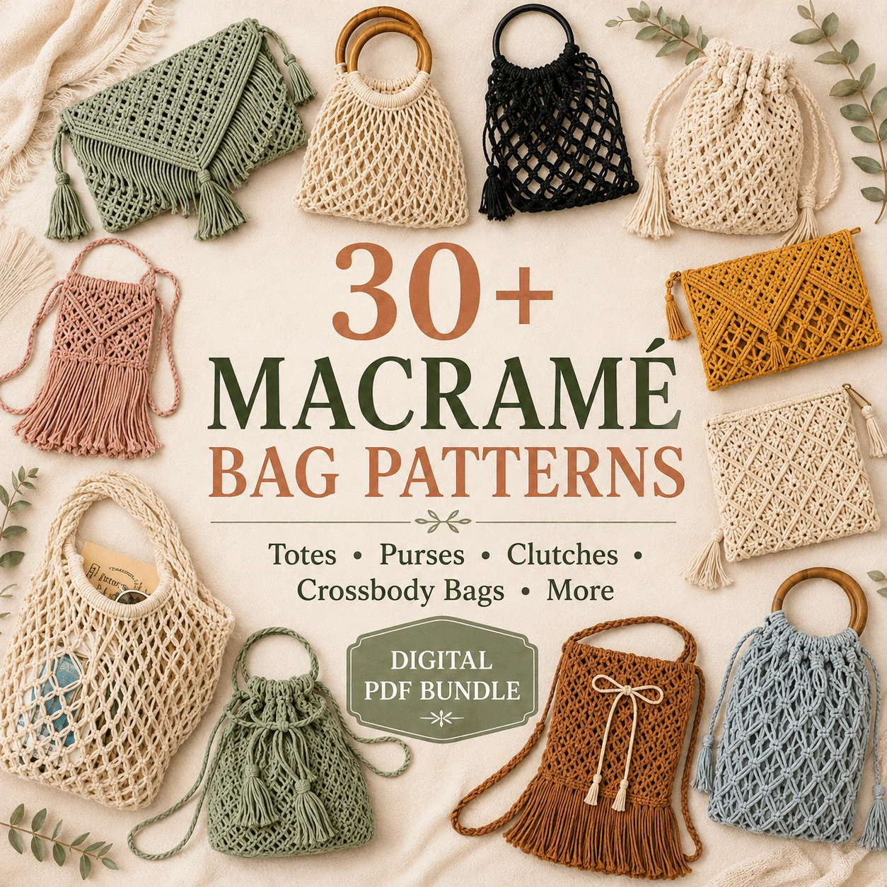 30+ Macrame Bag Patterns | Purses, Totes, Clutches & Shoulder Bags PDF - Image 7