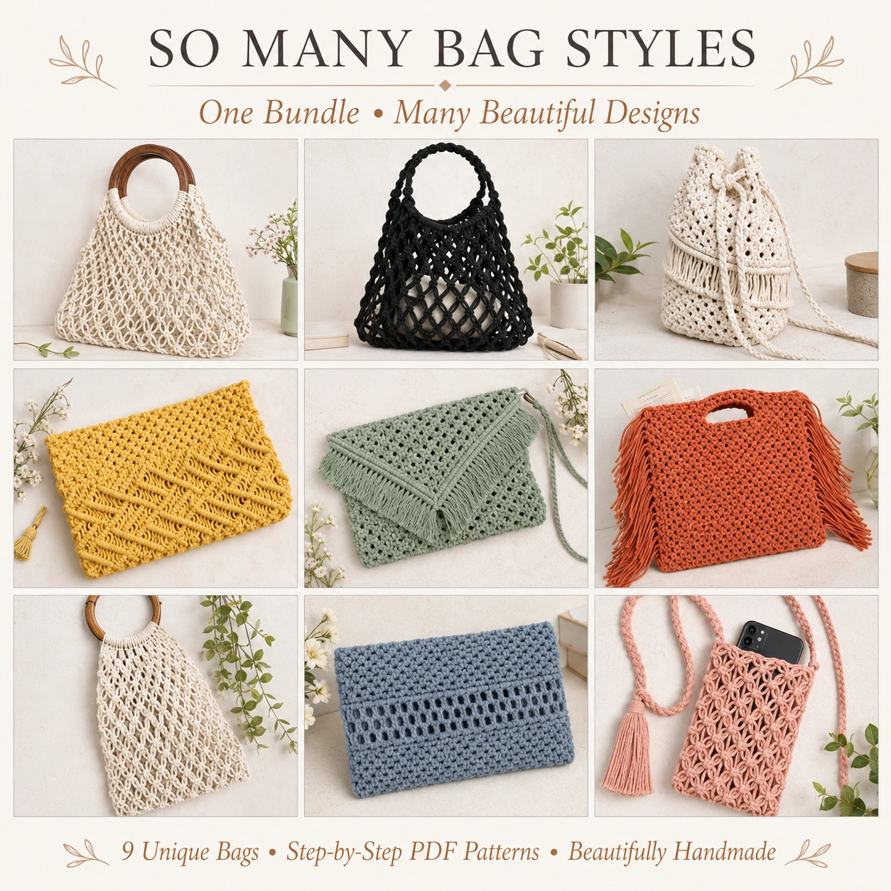 30+ Macrame Bag Patterns | Purses, Totes, Clutches & Shoulder Bags PDF - Image 3