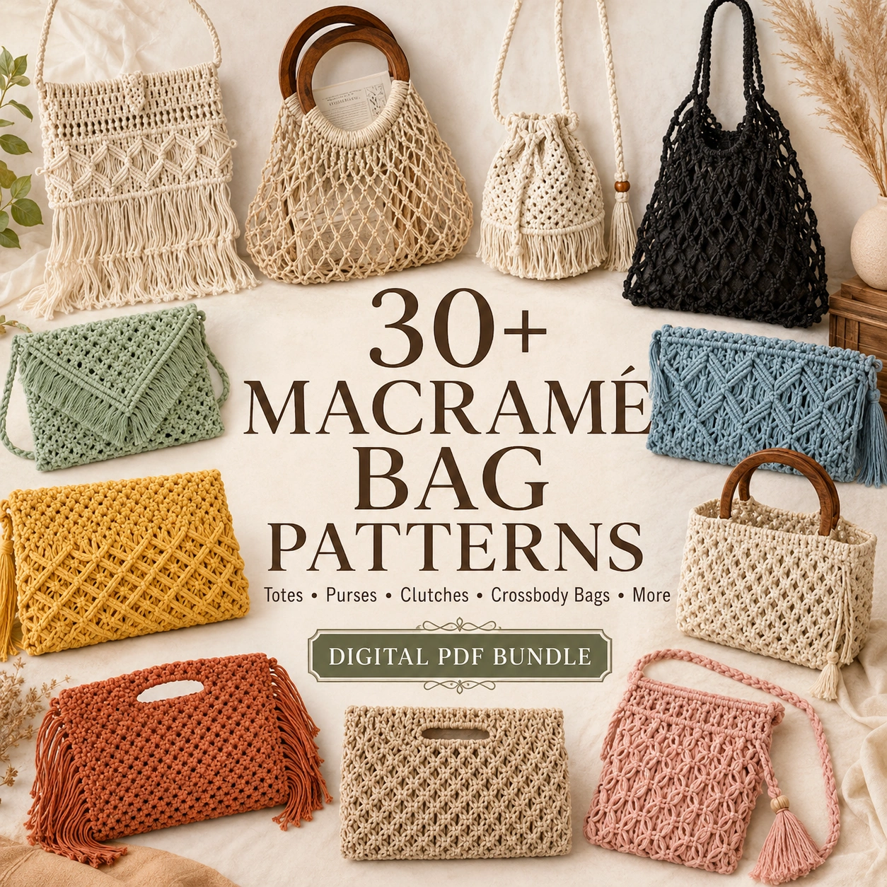 30+ macrame bag patterns with purses totes clutches crossbody and shoulder bag designs