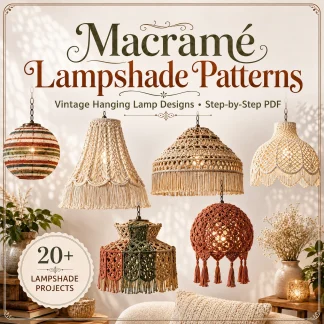 vintage macrame lampshade pattern bundle with boho chandeliers hanging lamps and decorative lighting designs