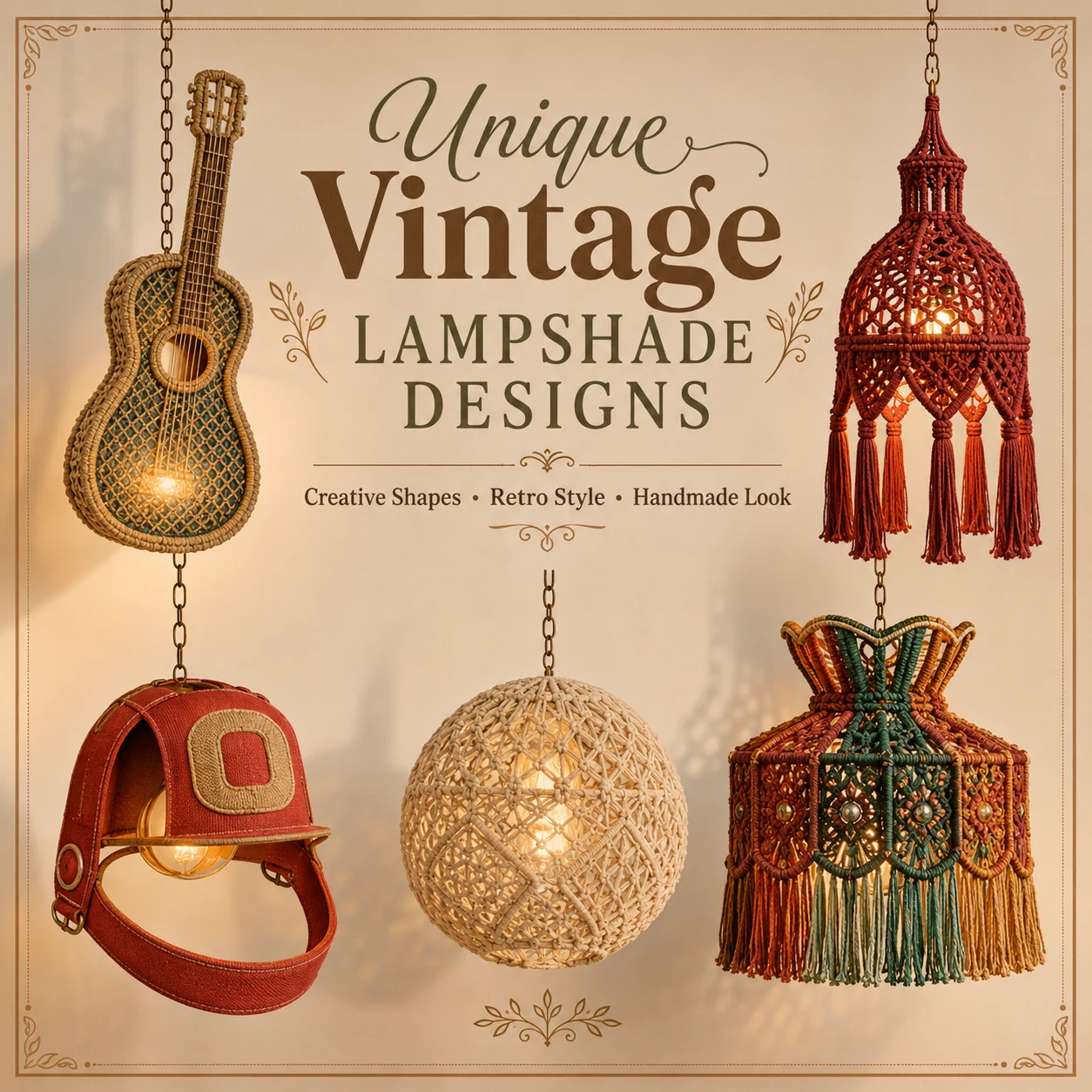 Macrame Lampshade Pattern Bundle | Vintage Boho Chandelier & Hanging Lamp PDF - Image 3