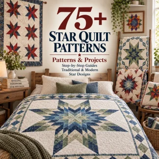 75+ star quilt patterns with traditional and modern geometric quilt designs