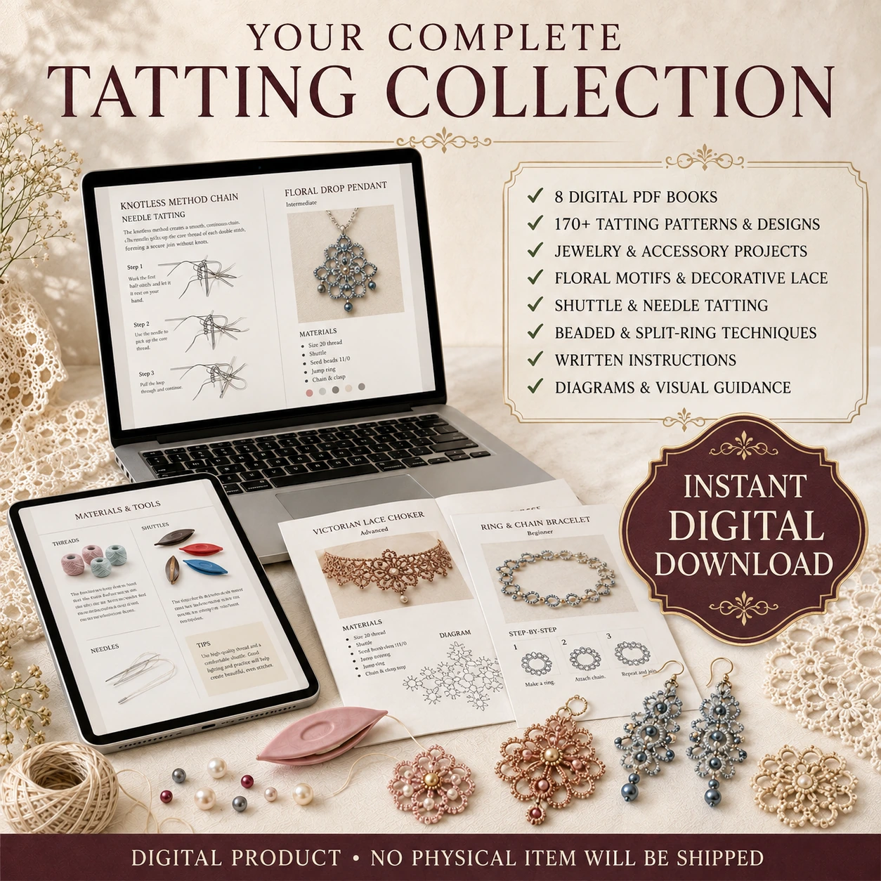 170+ Tatting Patterns Bundle – Shuttle, Needle, Lace & Beaded Tatting PDF - Image 8